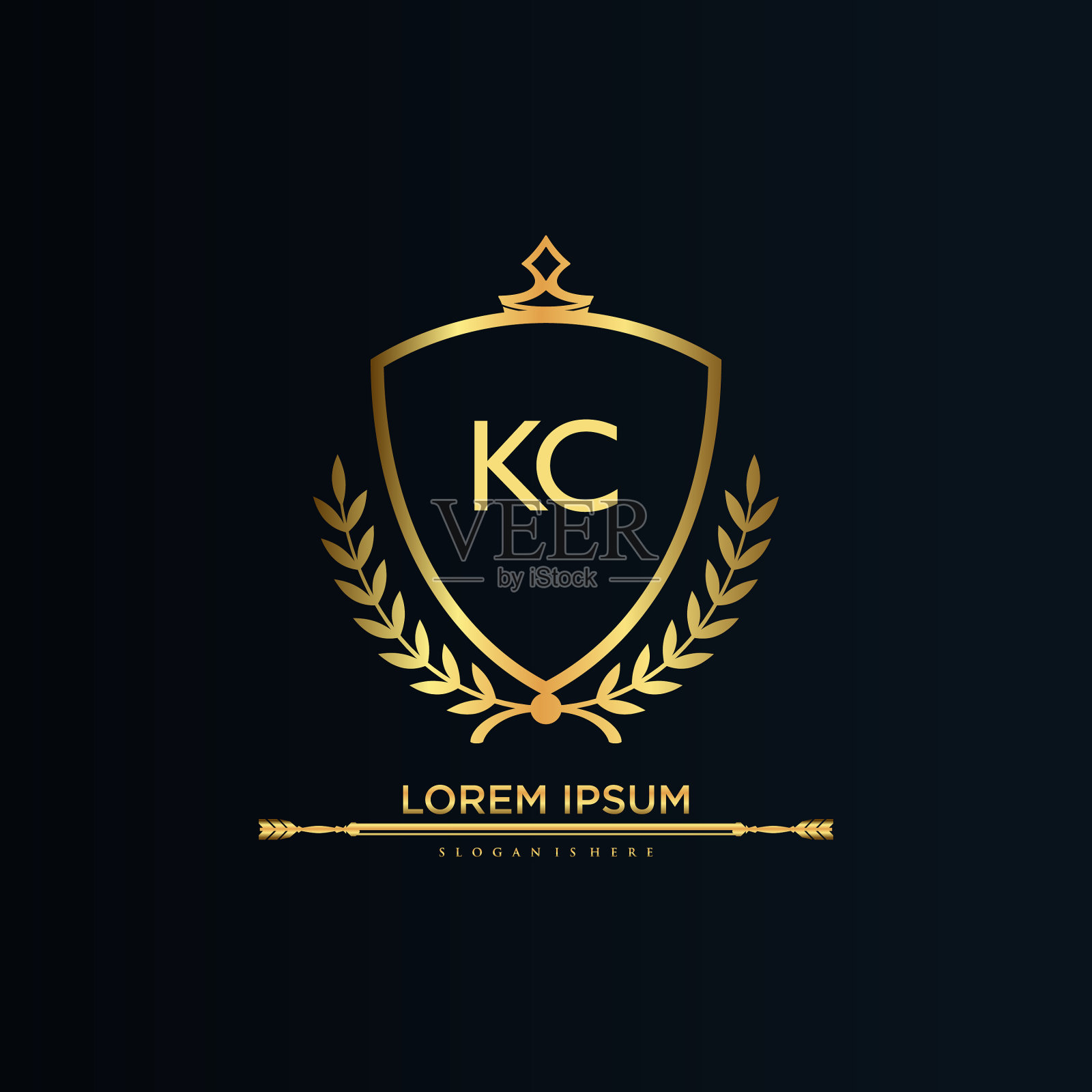 Kc字母首字母以皇家模板优雅插画图片素材