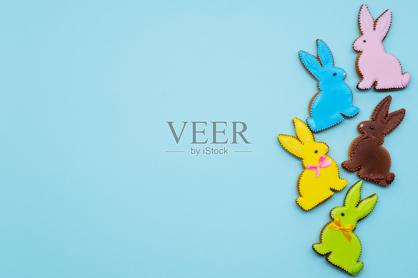 复活节背景节日装饰兔子饼干蓝色照片摄影图片
