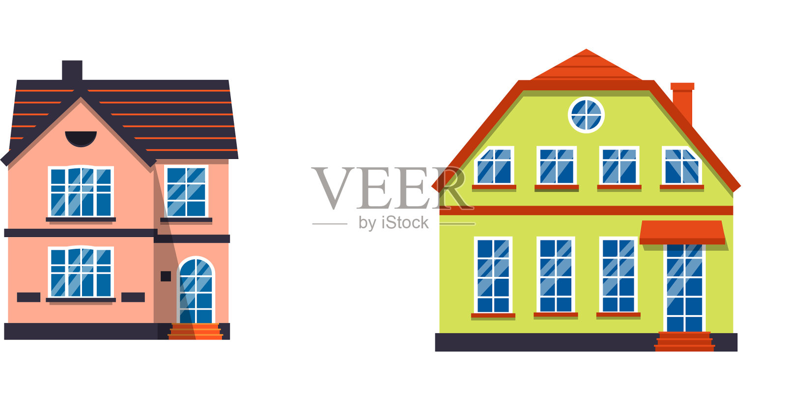 卡通特写房子五颜六色的阿姆斯特丹设计元素图片