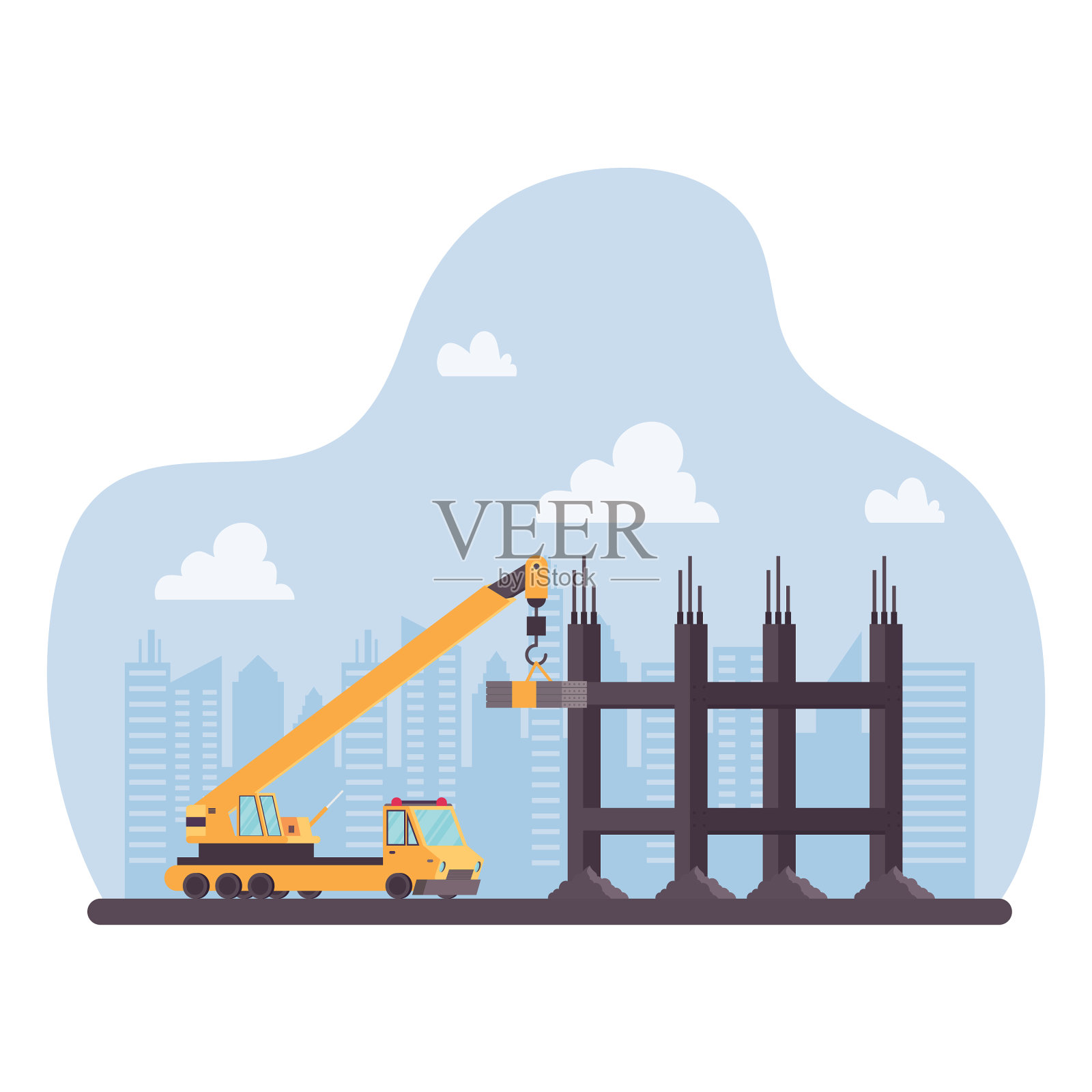 施工现场起重机车辆设计元素图片