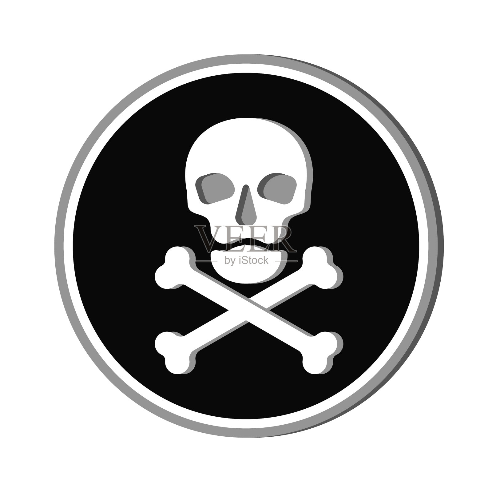 全脸和交叉骨的人类头骨插画图片素材