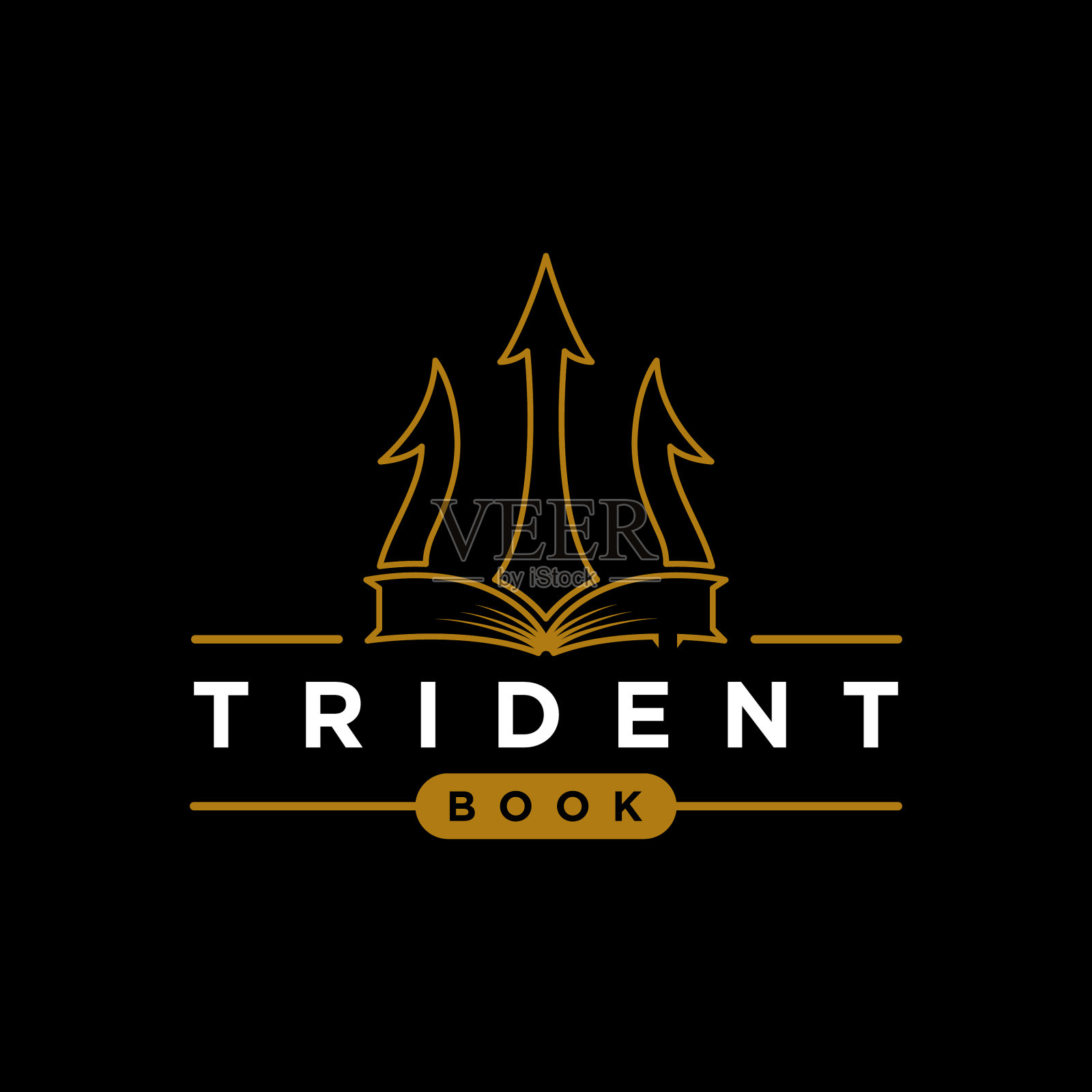 学校标志三叉戟和书籍标志插画图片素材