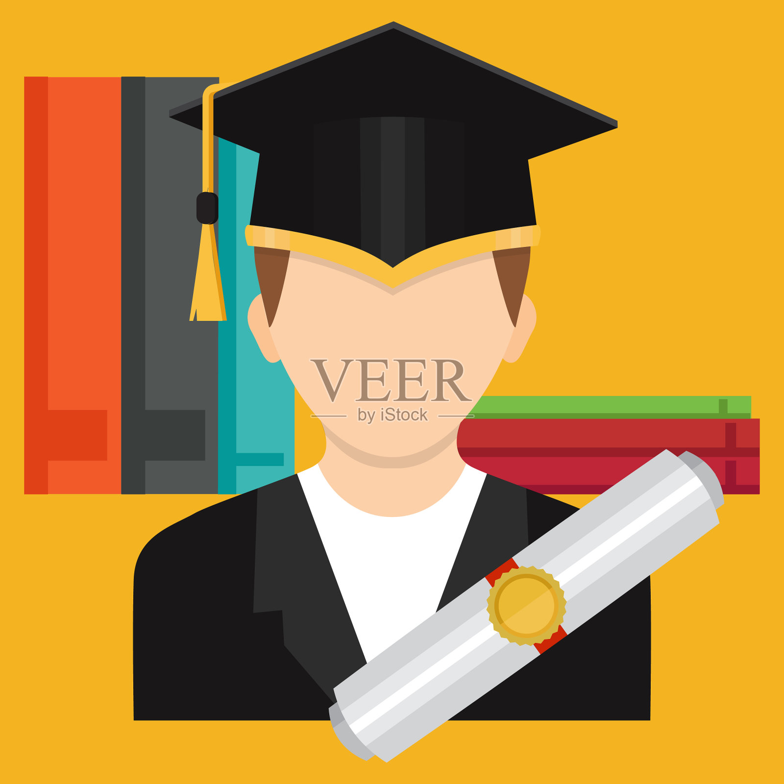 一个大学或学校的毕业生插画图片素材