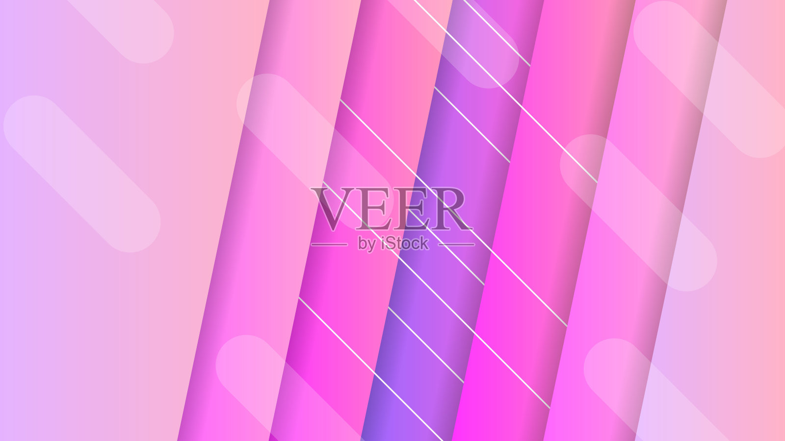 抽象彩色渐变背景与不同形状的彩色波浪形几何图形和白线，矢量设计风格插画图片素材