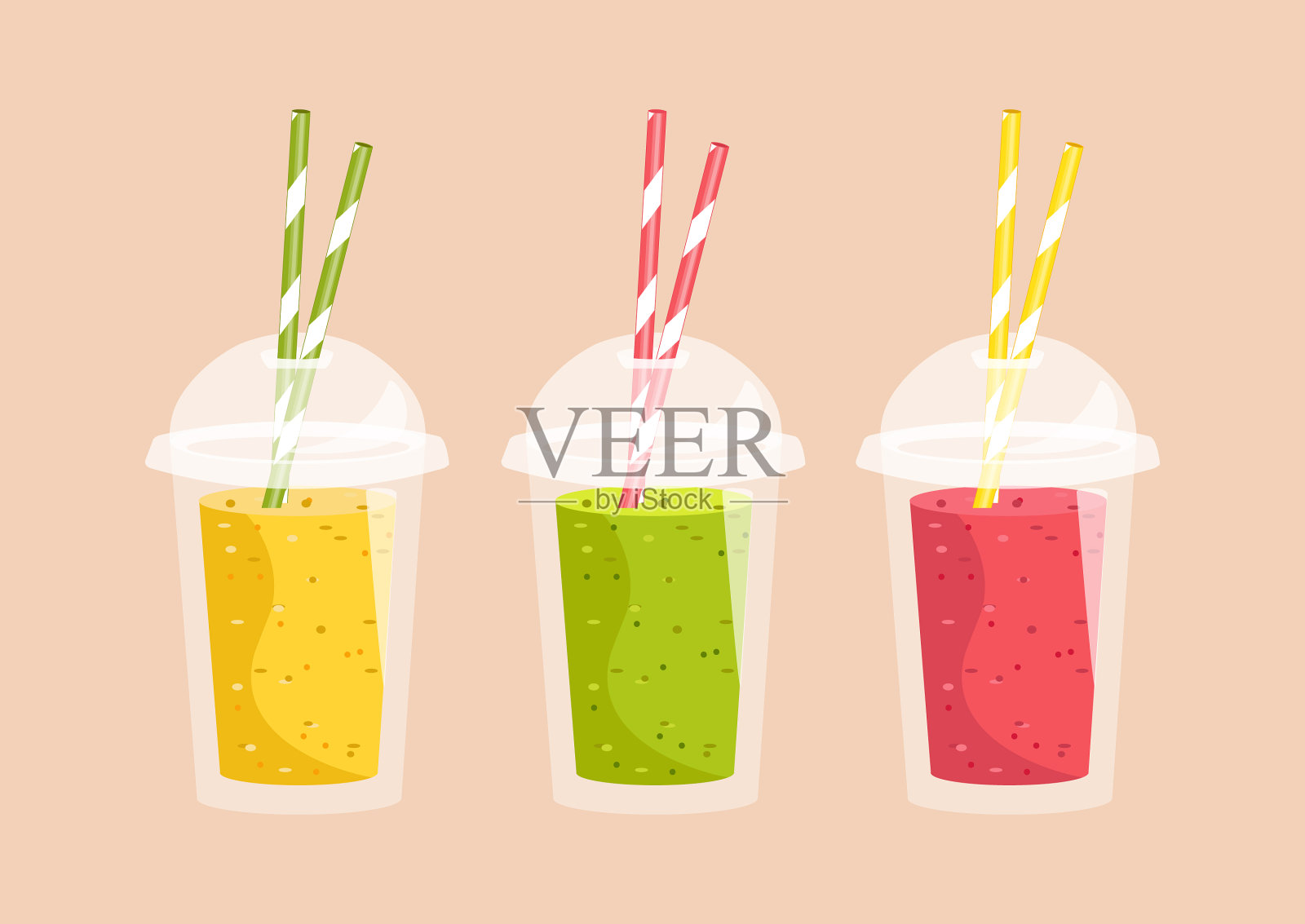 不同口味的外卖奶昔插画图片素材