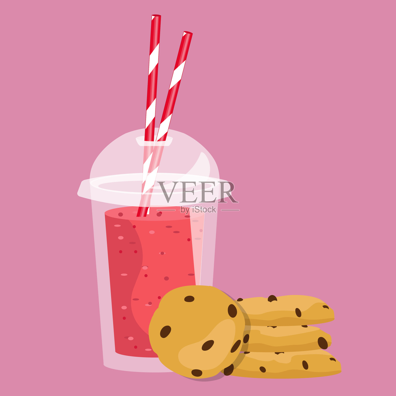 冰沙装在透明的塑料玻璃里插画图片素材