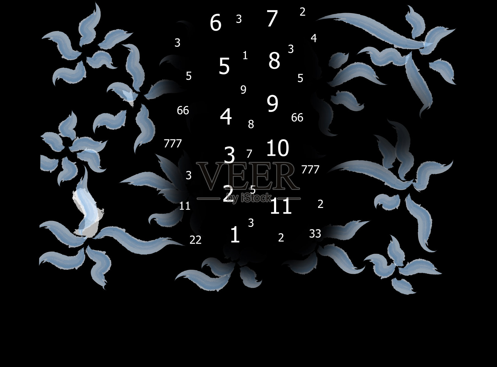 白色数字背景上透明的颜色，数字命理学插画图片素材