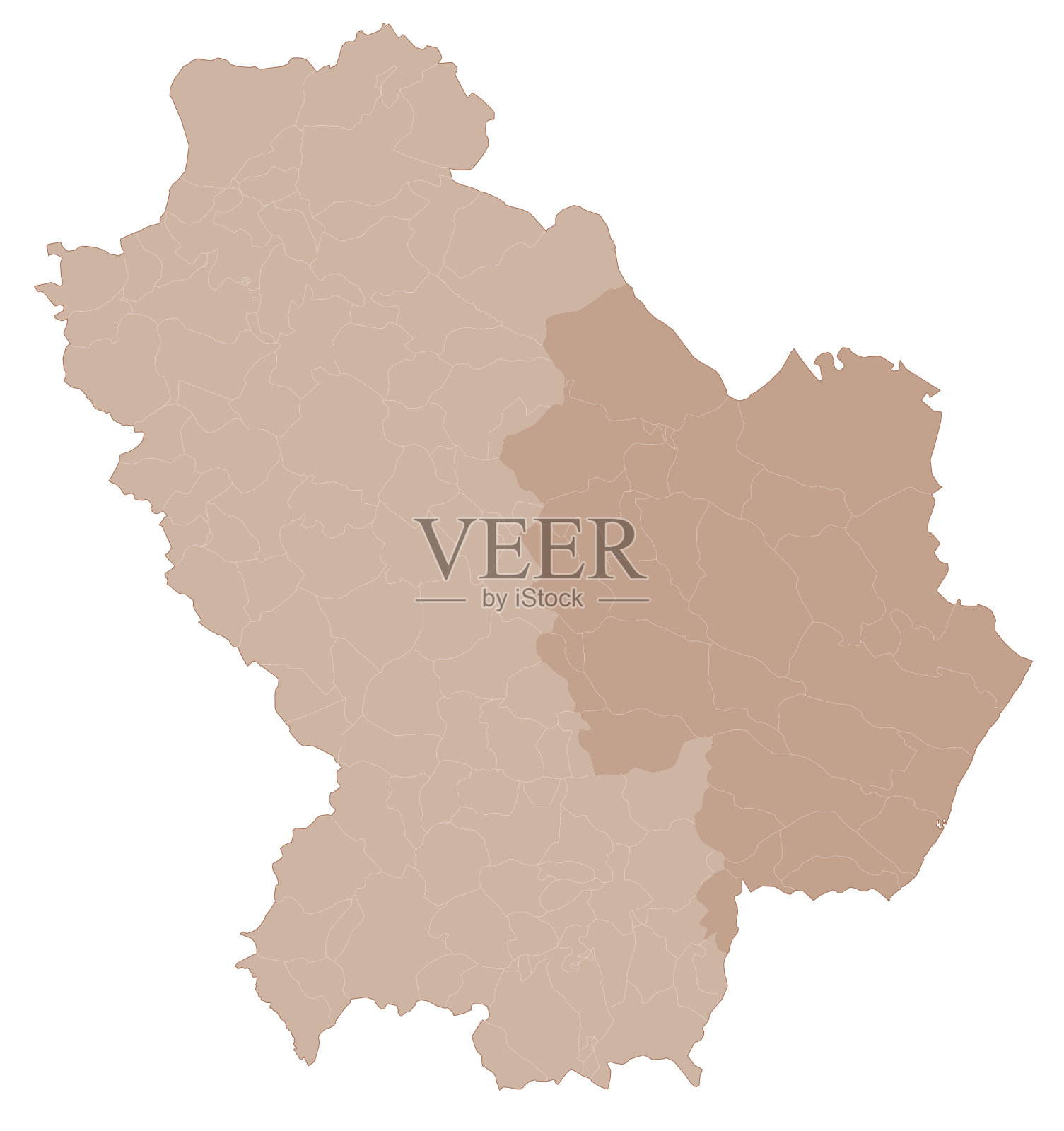 巴西利卡塔地图，按省、市划分。意大利插画图片素材