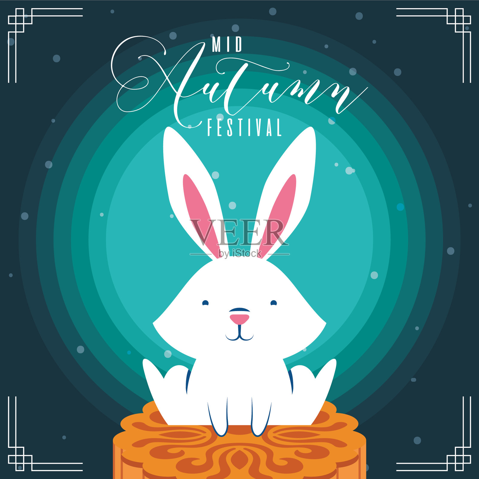 中秋海报与兔和插画图片素材