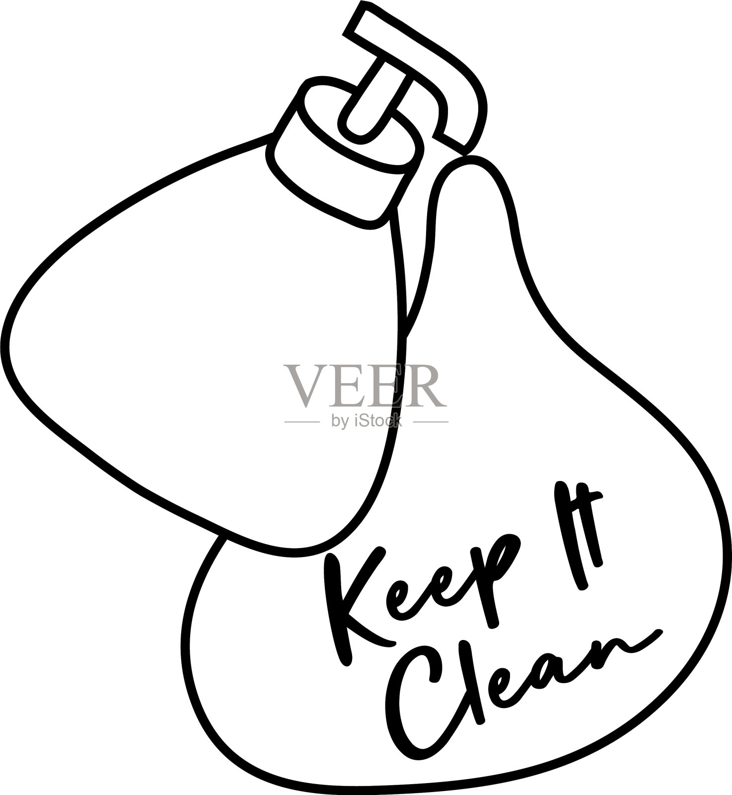 保持它的清洁运动字母与瓶子线设计元素图片