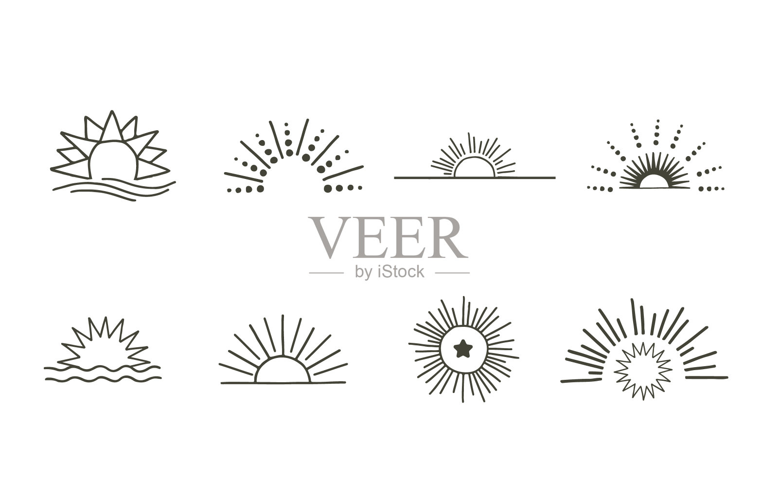 集线条设计与阳光。可编辑的矢量插图网站，贴纸，纹身，图标图标素材