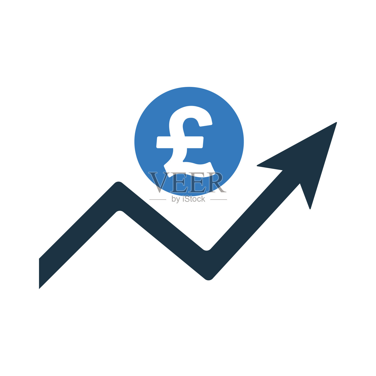 英镑增长图表图标。可编辑矢量孤立在白色背景。图标素材