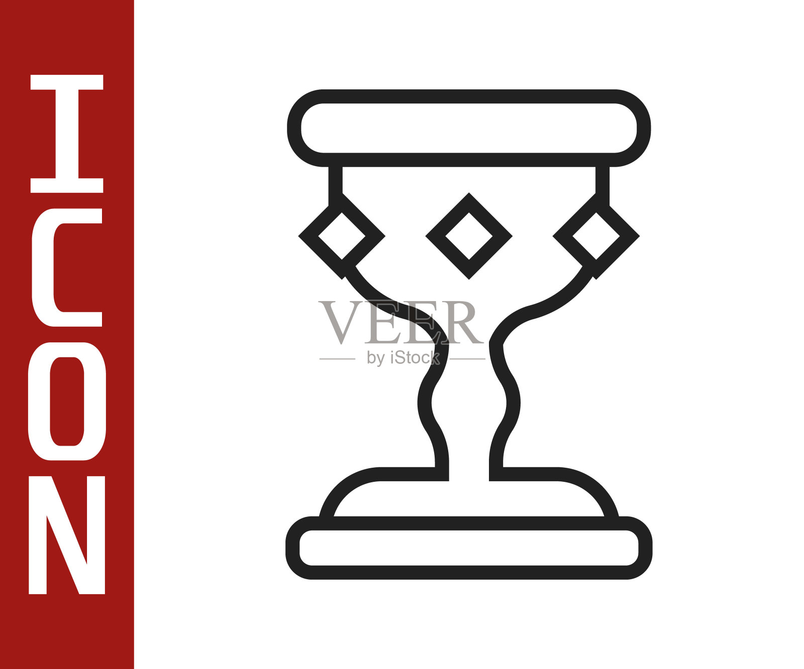 黑色线中世纪酒杯图标孤立在白色背景。向量插画图片素材