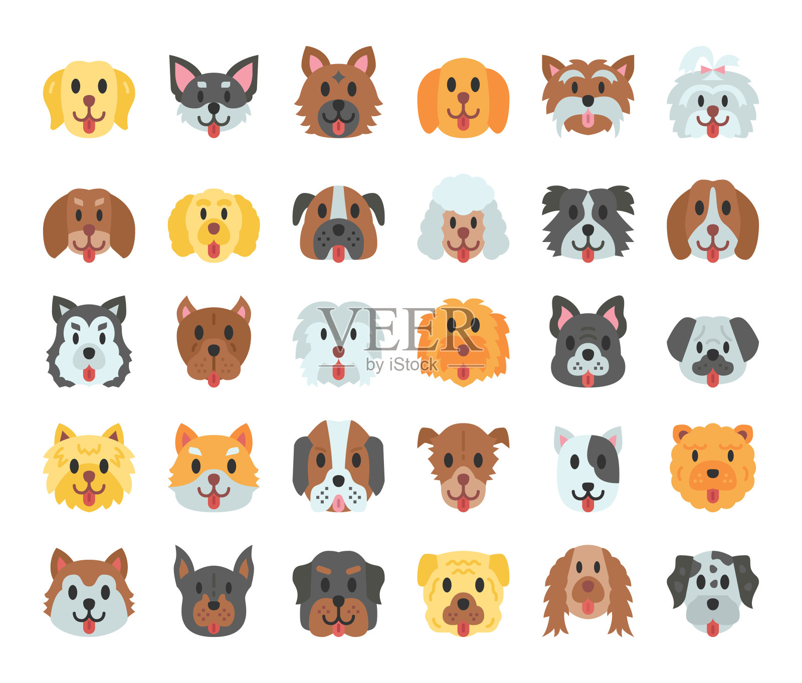 狗品种平面矢量图标插画图片素材