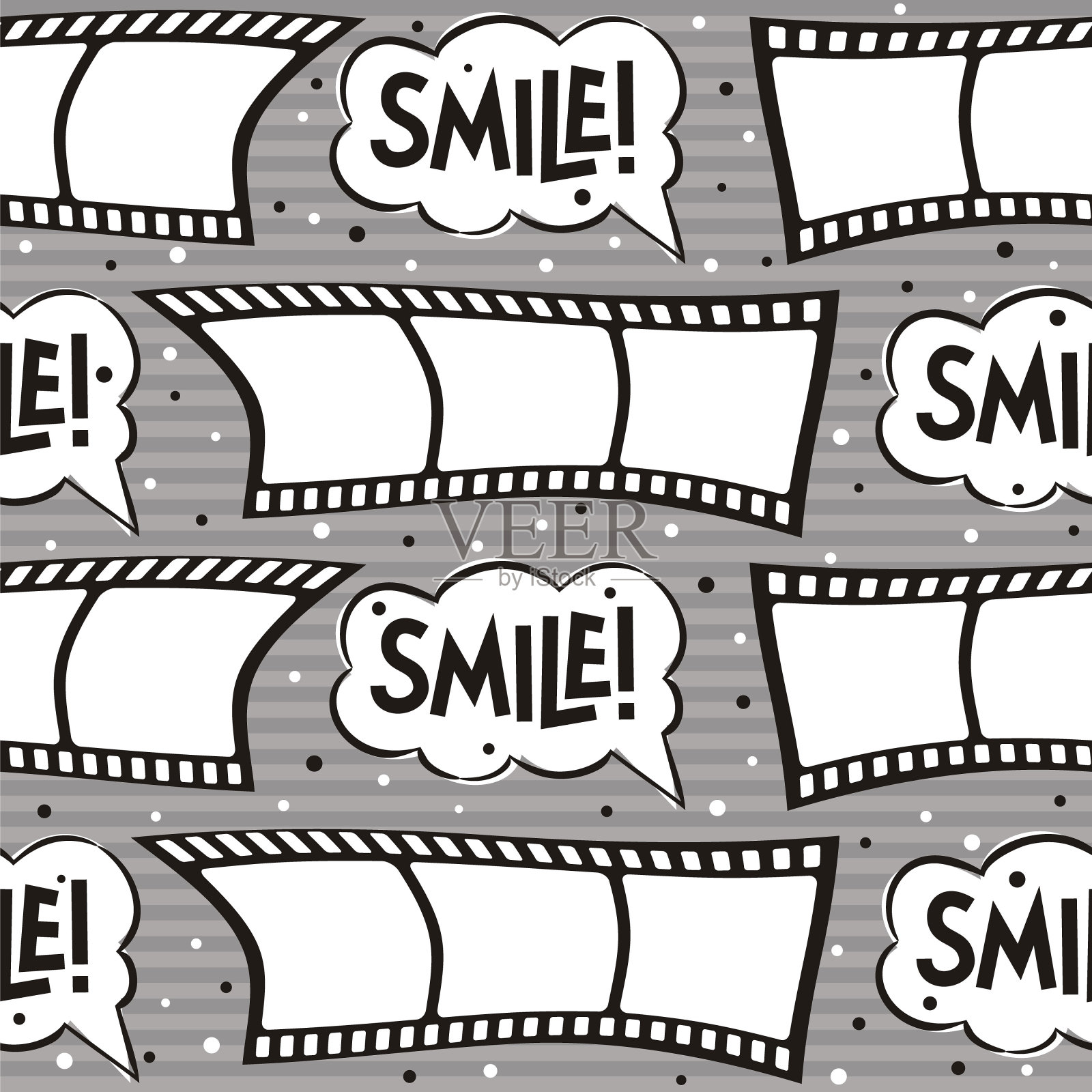 照片漫画无缝模式波普艺术风格。插画图片素材