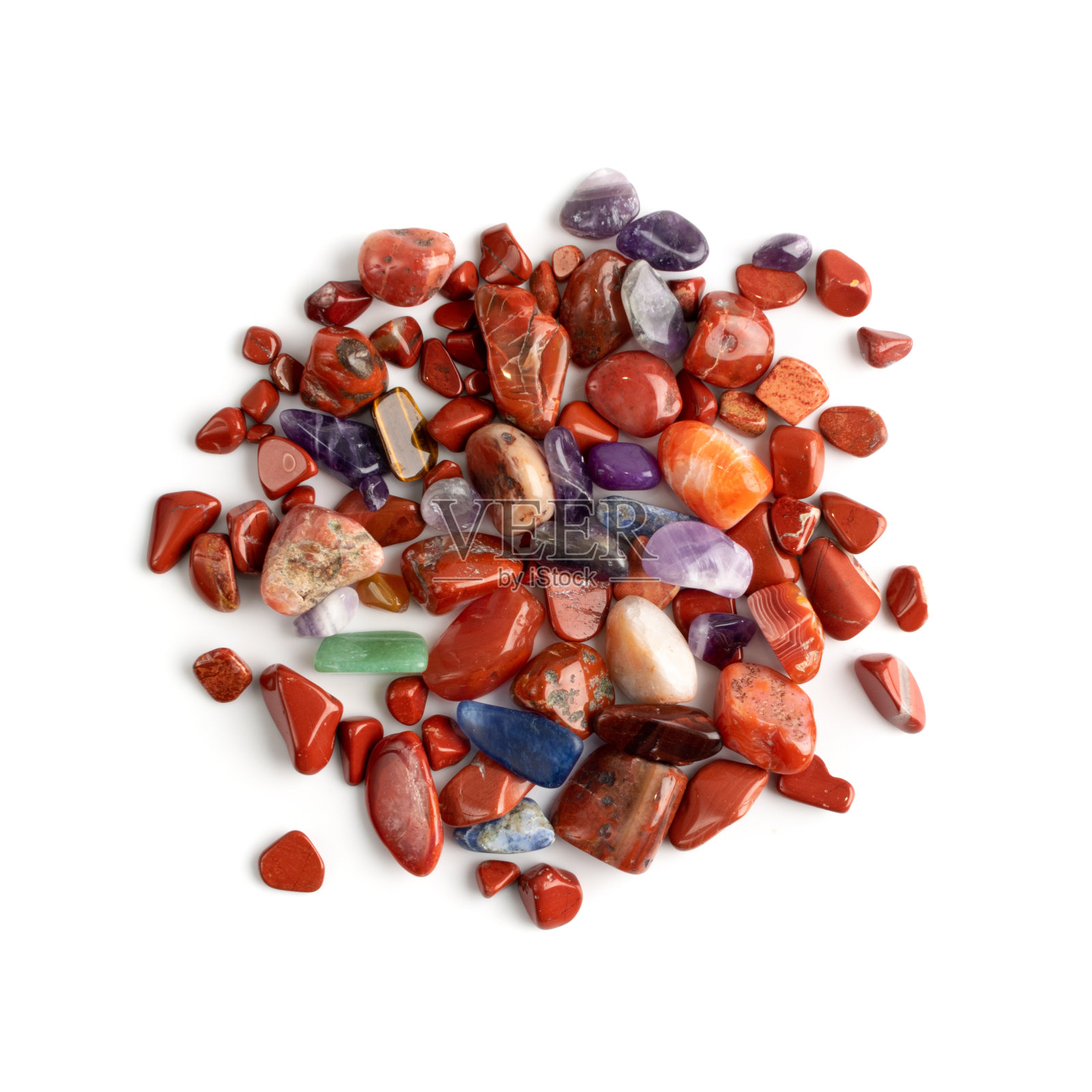 碧玉卵石孤立，红玛瑙磨光石头照片摄影图片