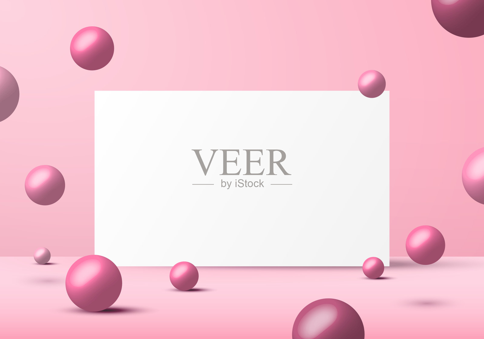 3D现实的粉红色球球形状与白色的背景插画图片素材