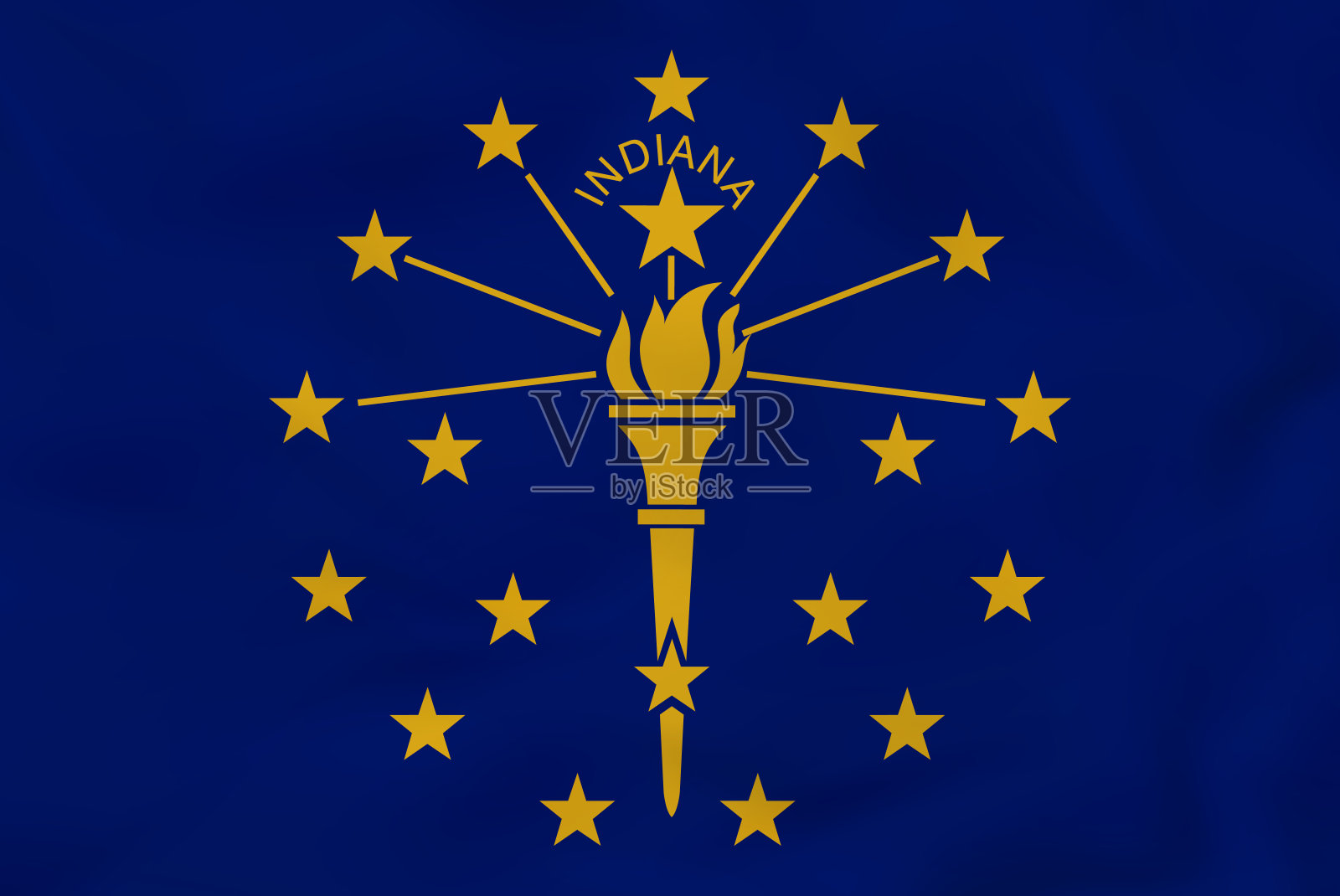 印第安纳州挥舞着国旗。印第安纳州国旗背景纹理。插画图片素材