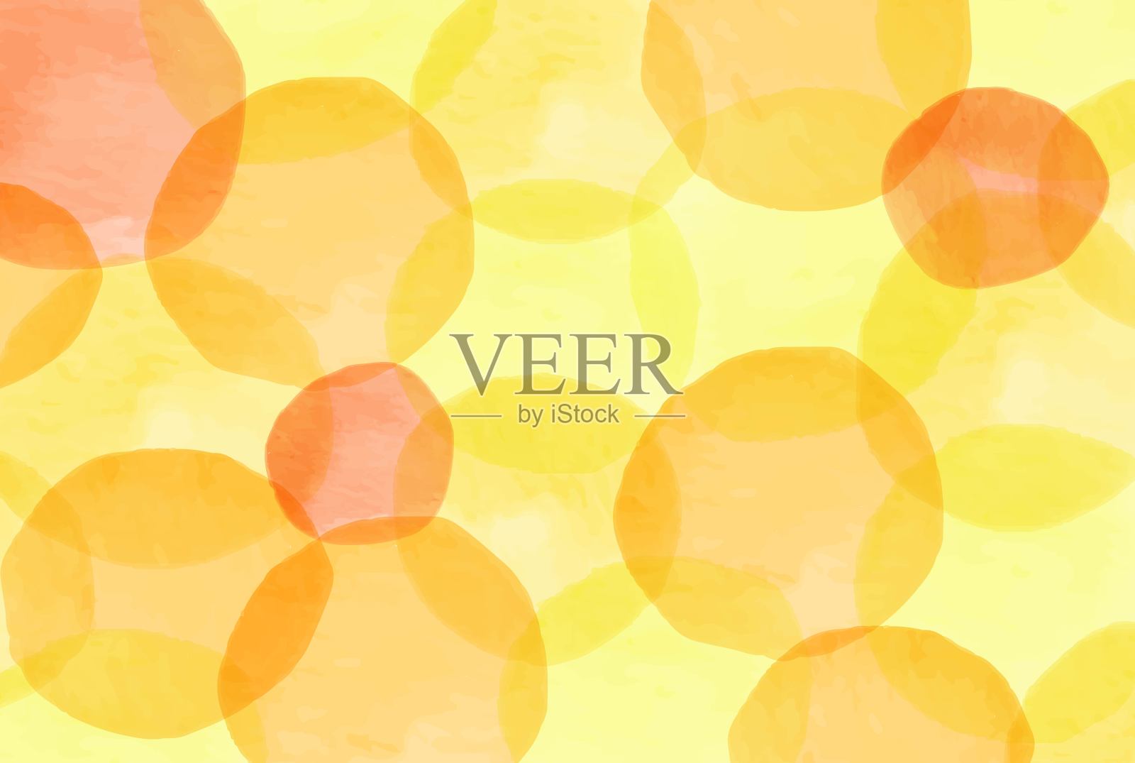 水彩黄色和橙色圆形框架插画图片素材