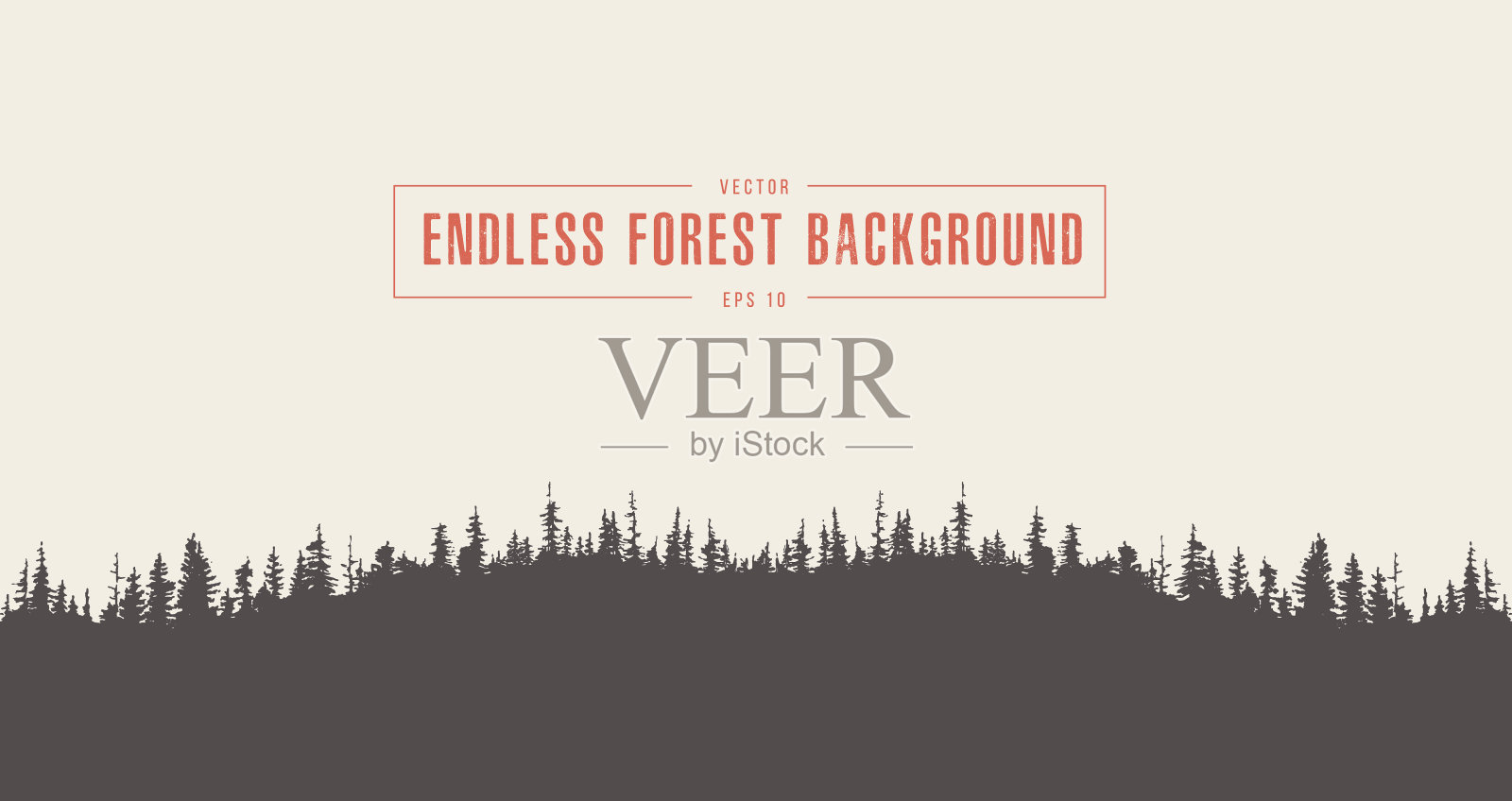 松林背景矢量绘制草图插画图片素材