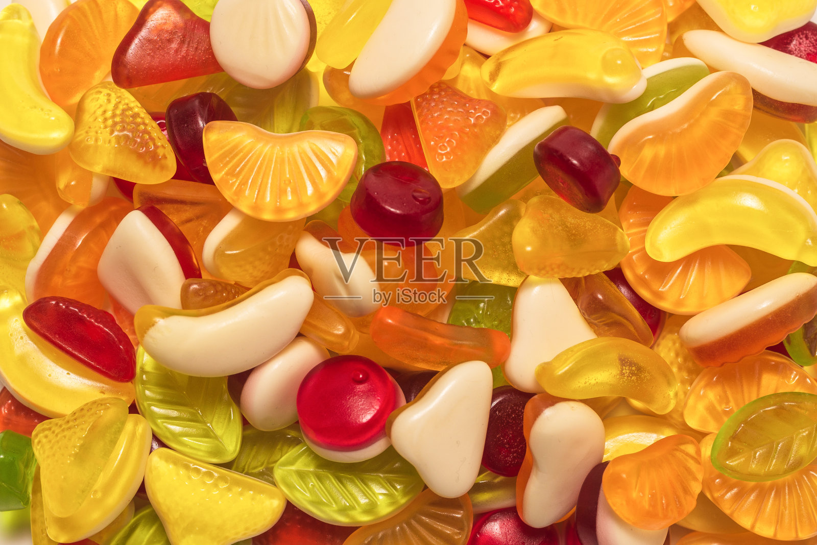 什锦美味的软糖。照片摄影图片