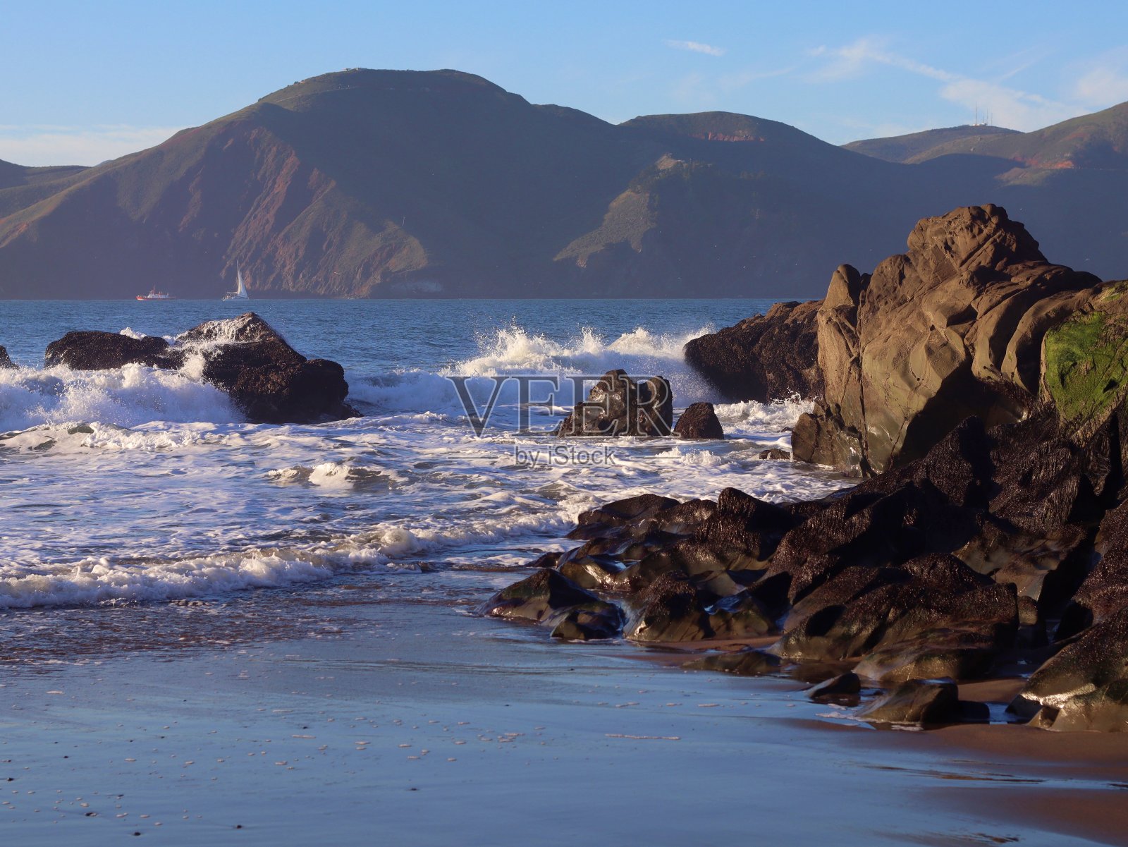 日落时分的贝克海滩照片摄影图片