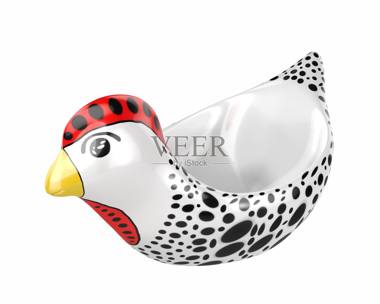 手绘独特图案的母鸡造型碗照片摄影图片