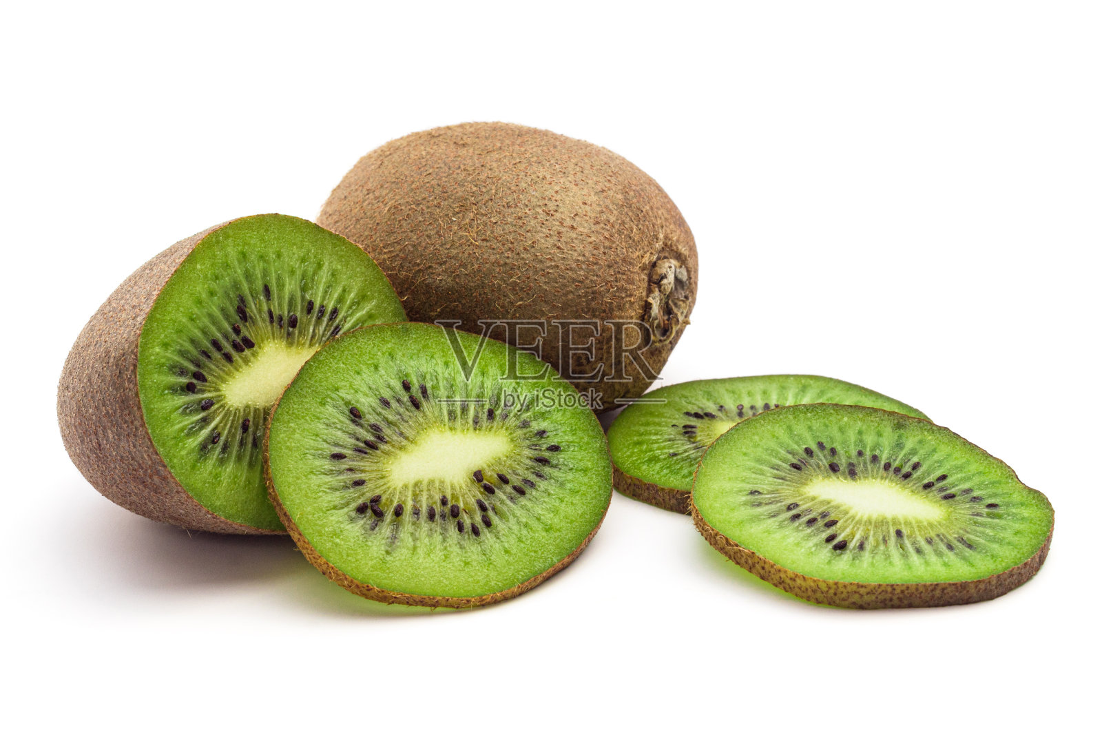 猕猴桃切片孤立在白色背景照片摄影图片