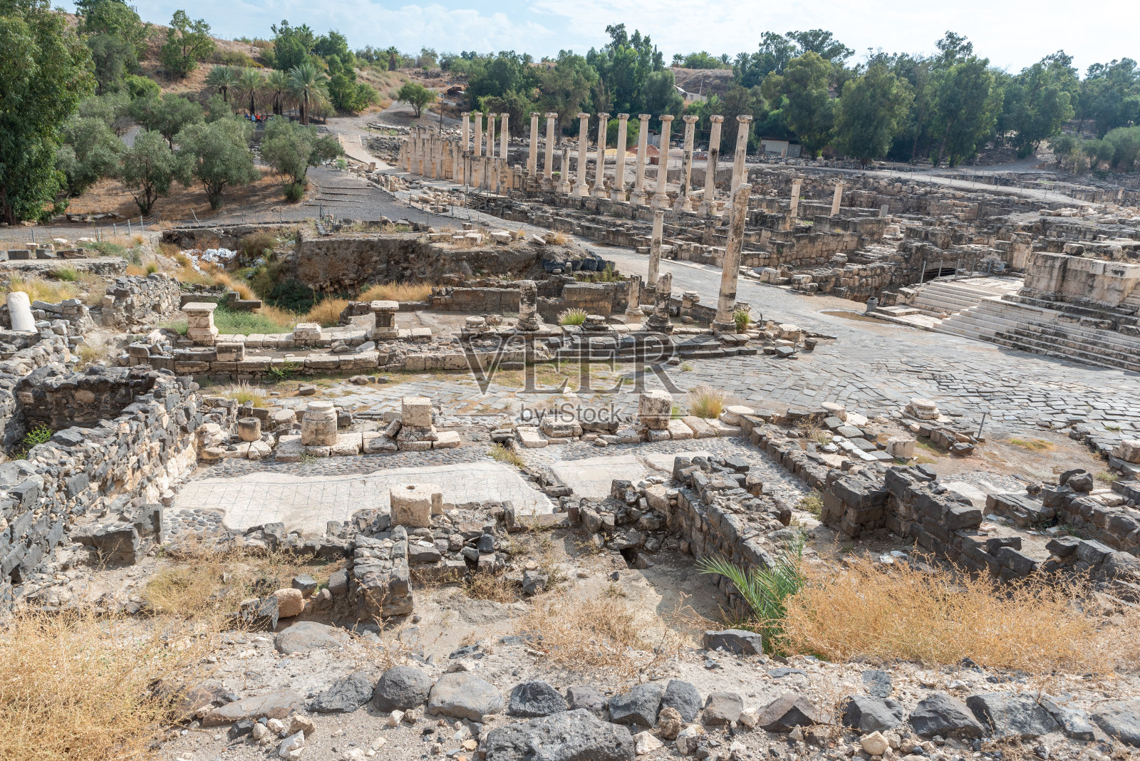 以色列贝特谢安古遗址概览照片摄影图片