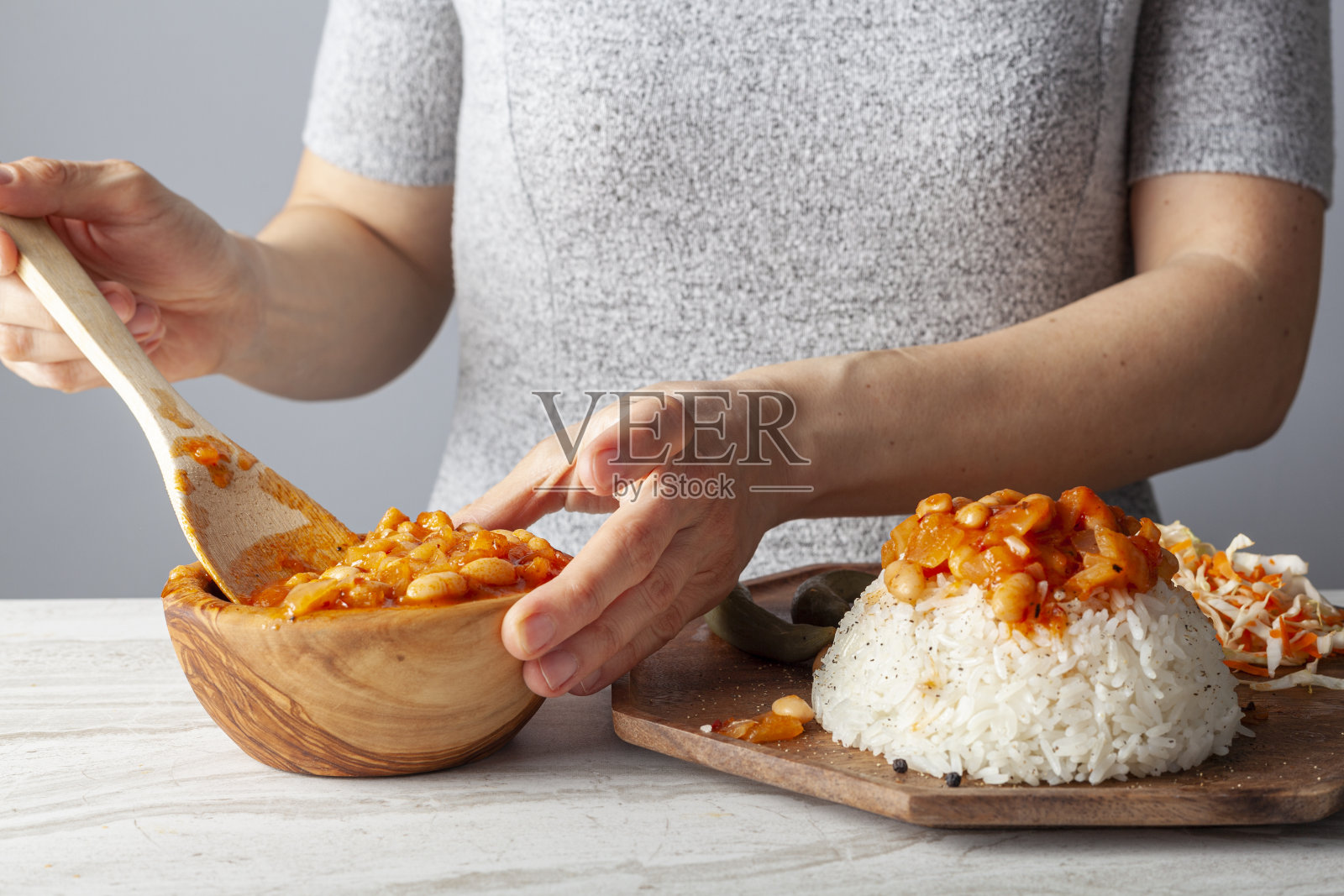 豆子炖饭在土耳其是一道很受欢迎的菜照片摄影图片