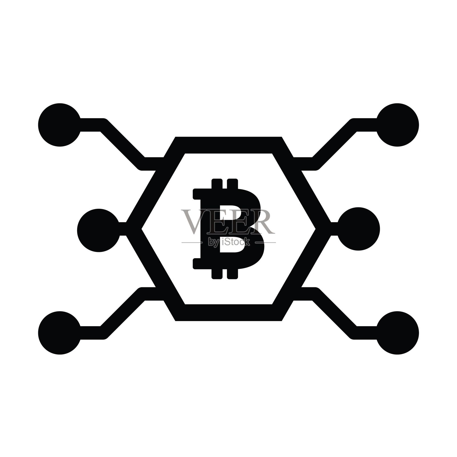 比特币图标向量数字资产和钱包的数字加密货币符号在一个平面的颜色字形象形图插画图片素材