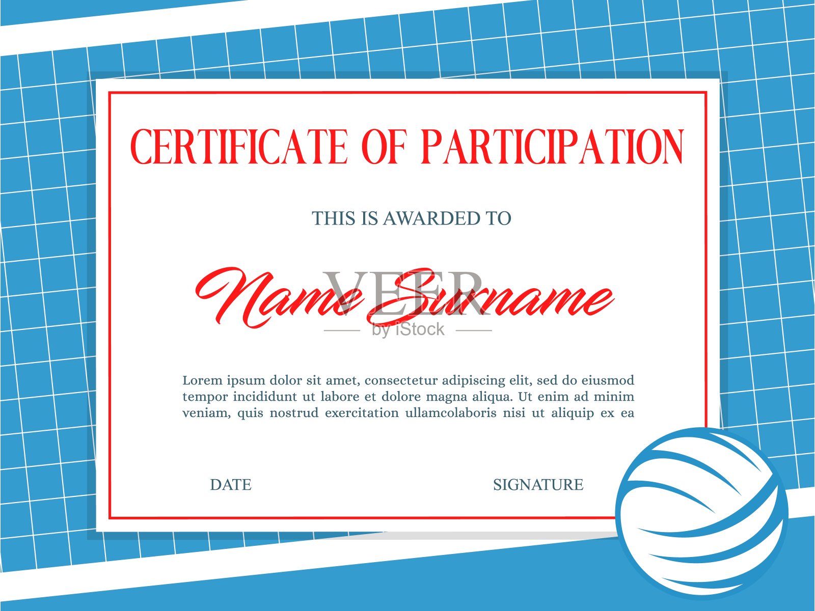 参加排球比赛证书插画图片素材