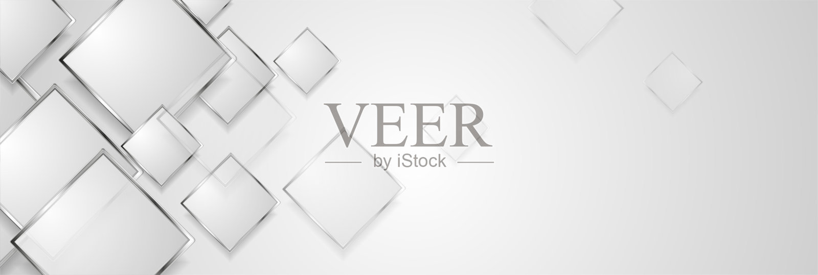 高科技几何旗帜设计与银色方块插画图片素材