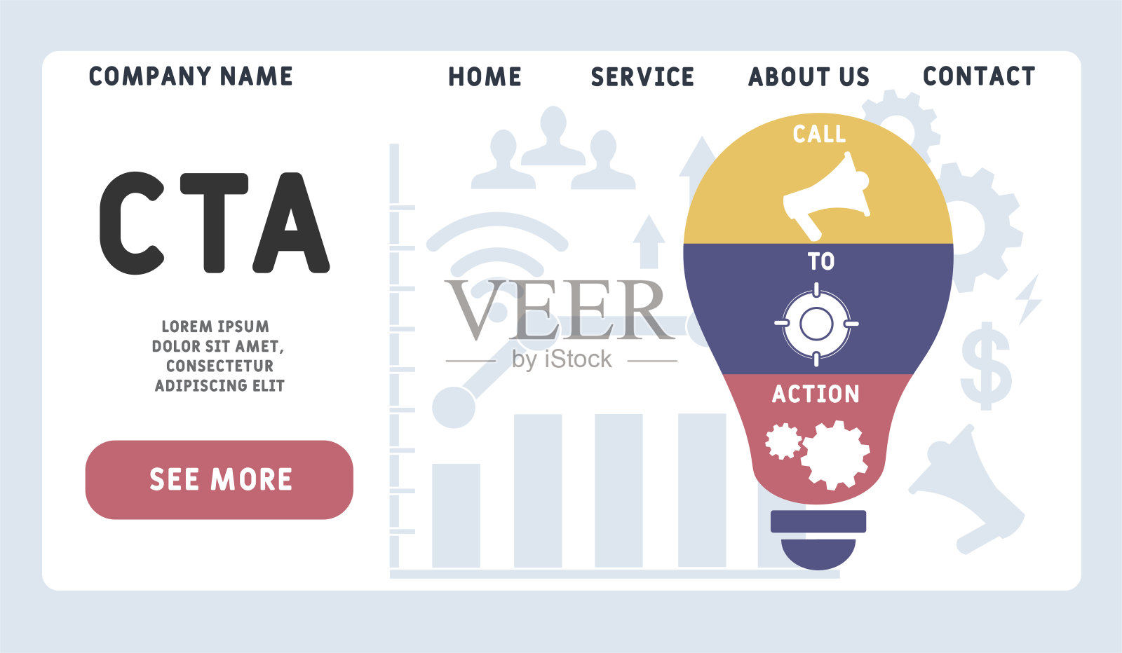 矢量网站设计模板。CTA -行动号召。设计模板素材