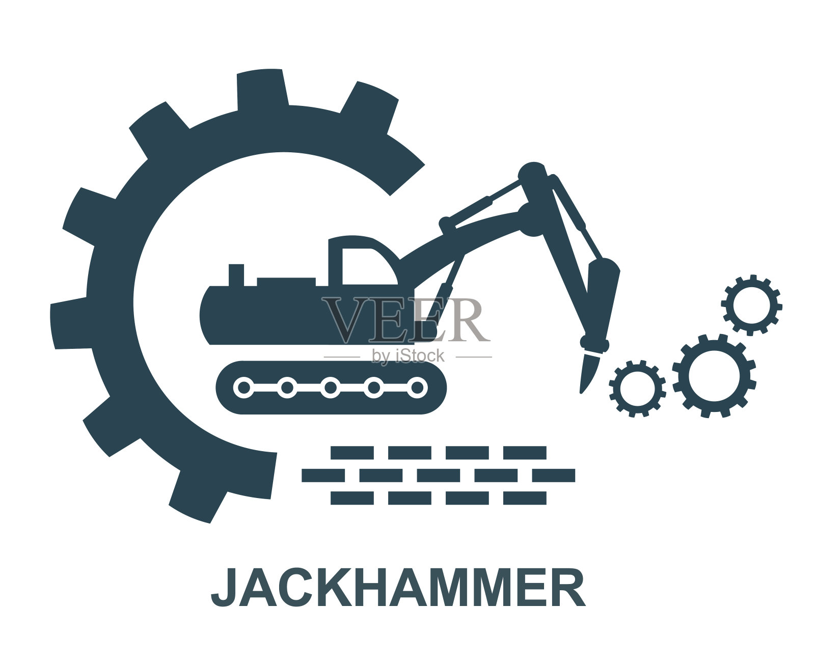 矢量图标拖拉机锤标志。建筑及特种设备、拖拉机。插画图片素材