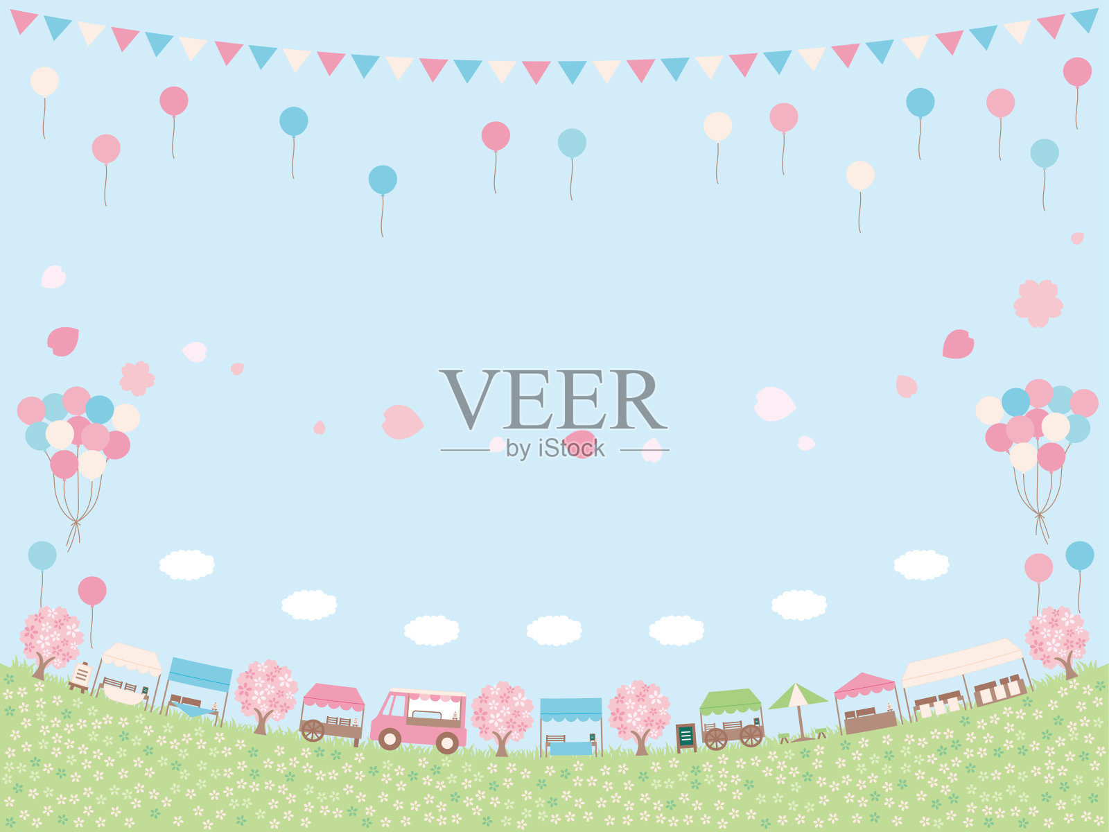 简单的spring marche背景插图。插画图片素材