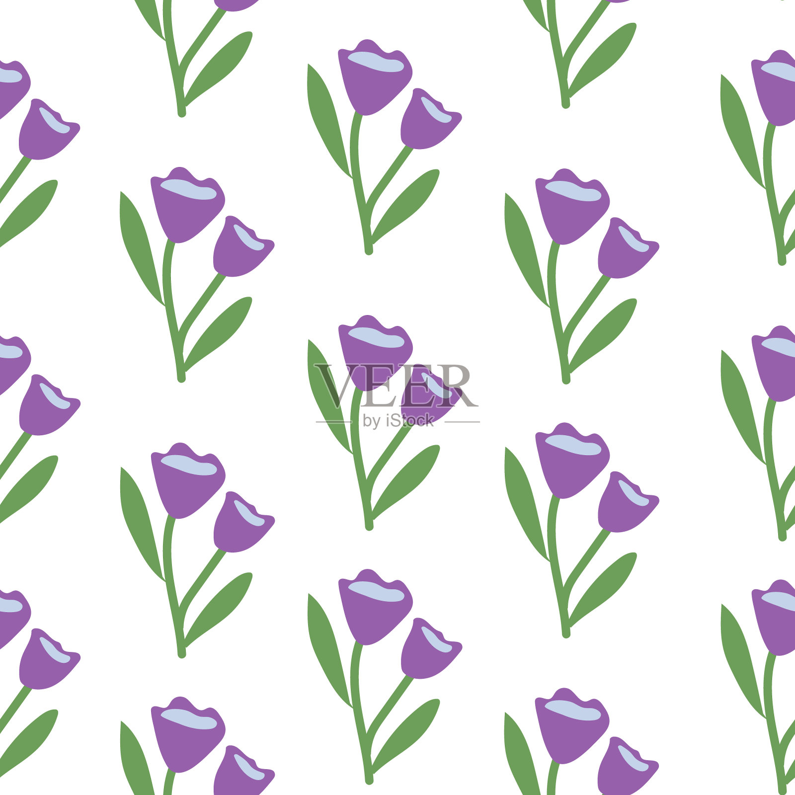春夏植物无缝花纹。精致的郁金香花。生态与保护主题。用于纸张、封面、织物、礼品包装。矢量图插画图片素材
