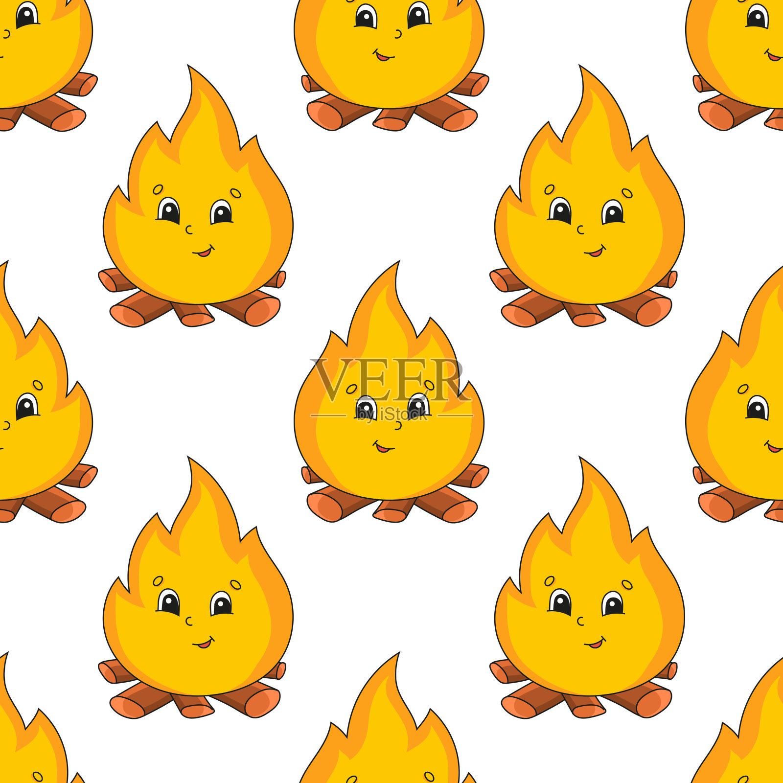 彩色无缝模式。卡通风格。手绘。矢量插图孤立在白色背景。壁纸，海报，横幅。设计元素图片