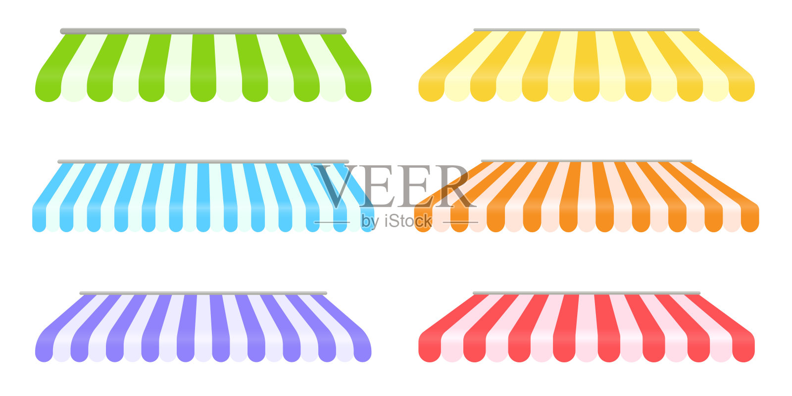 天篷元素集。屋顶可以更换，以防止阳光和雨水，以装饰商店。插画图片素材