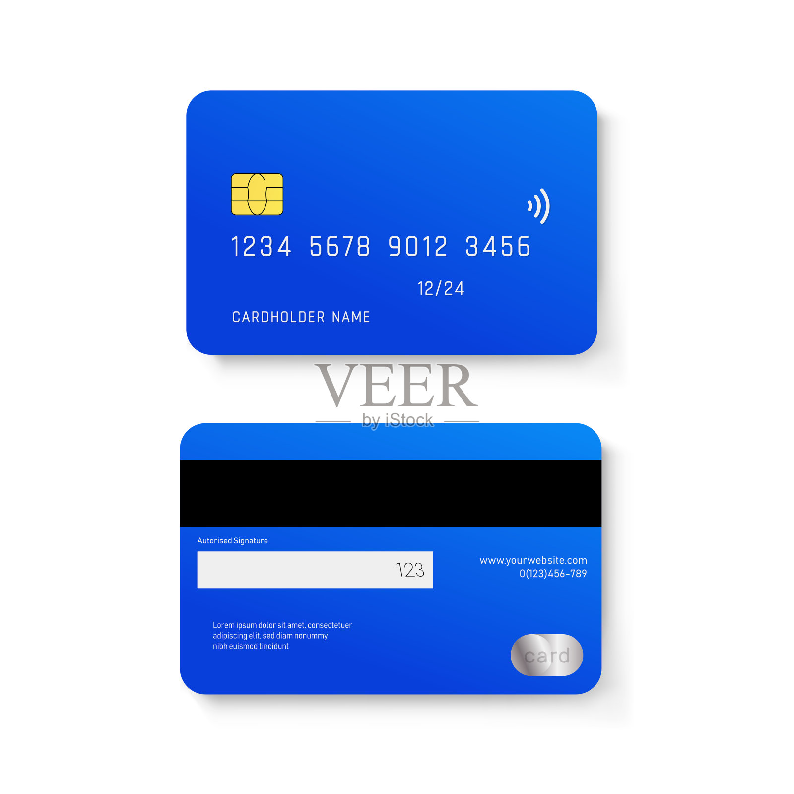 信用卡矢量模型孤立的白色背景。插画图片素材