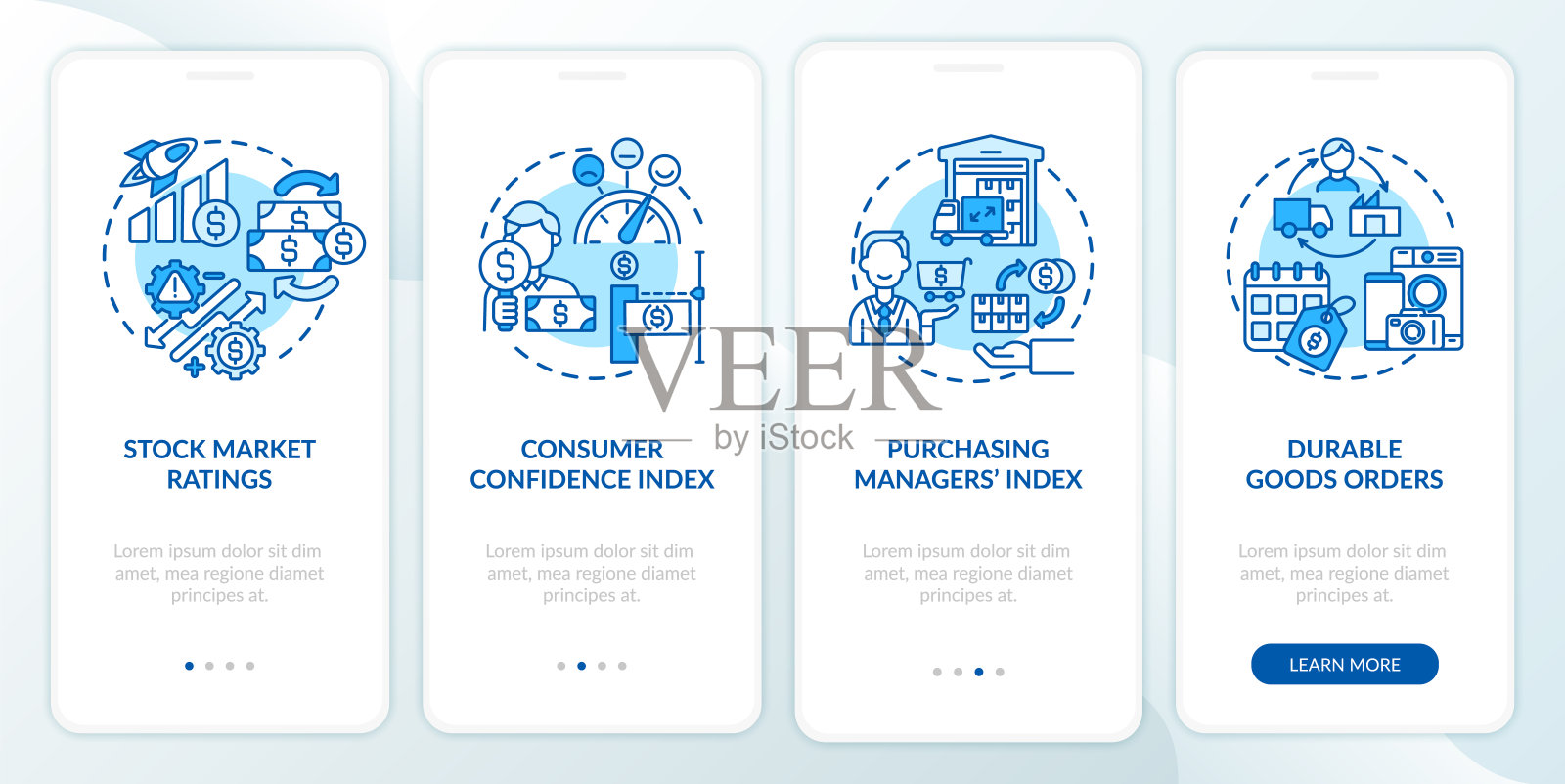 采购经理指数登陆手机应用页面屏幕上的概念插画图片素材