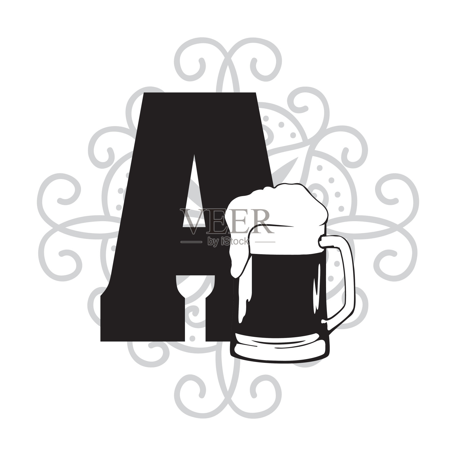 字母和啤酒插画图片素材