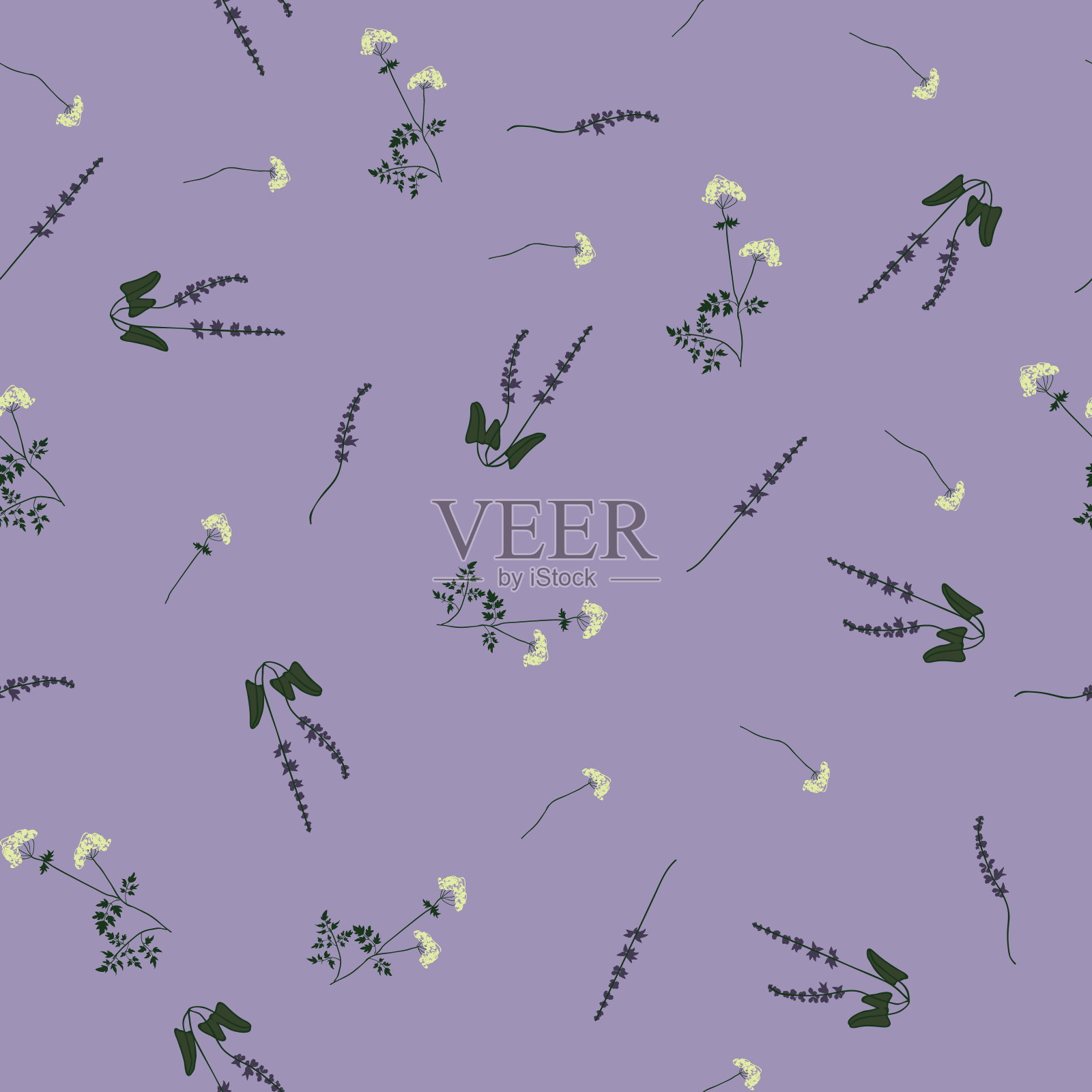 野花洋甘菊无缝花纹插画图片素材