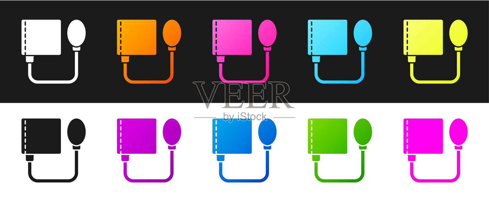 设置血压图标孤立的黑白背景。向量图标素材