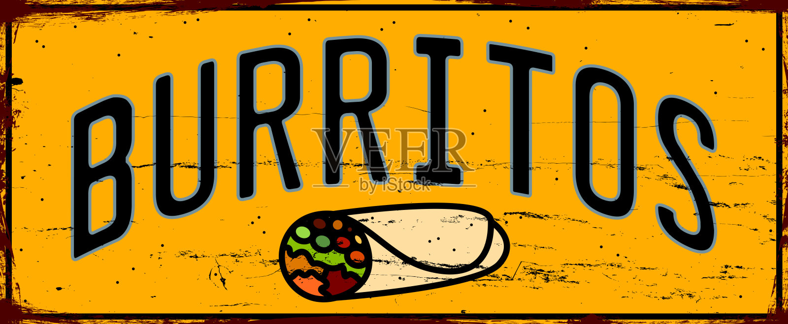 墨西哥玉米煎饼。墨西哥。墨西哥快餐。复古的金属标志。枯燥乏味的风格插画图片素材