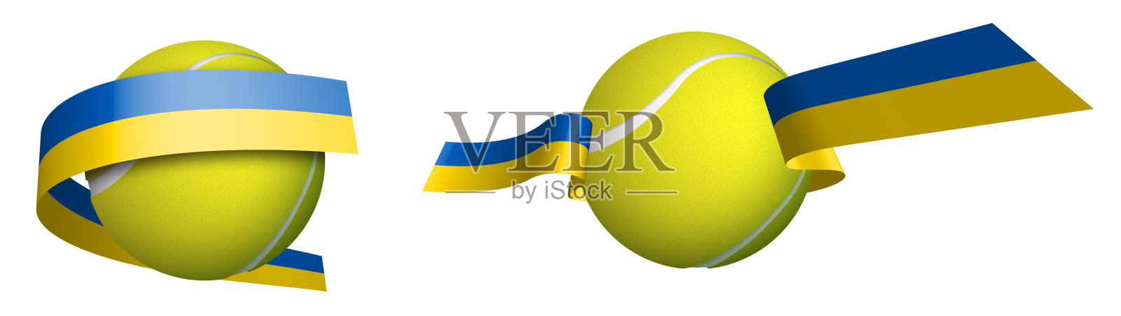 带着乌克兰国旗颜色的丝带的网球运动。孤立的矢量在白色背景设计元素图片