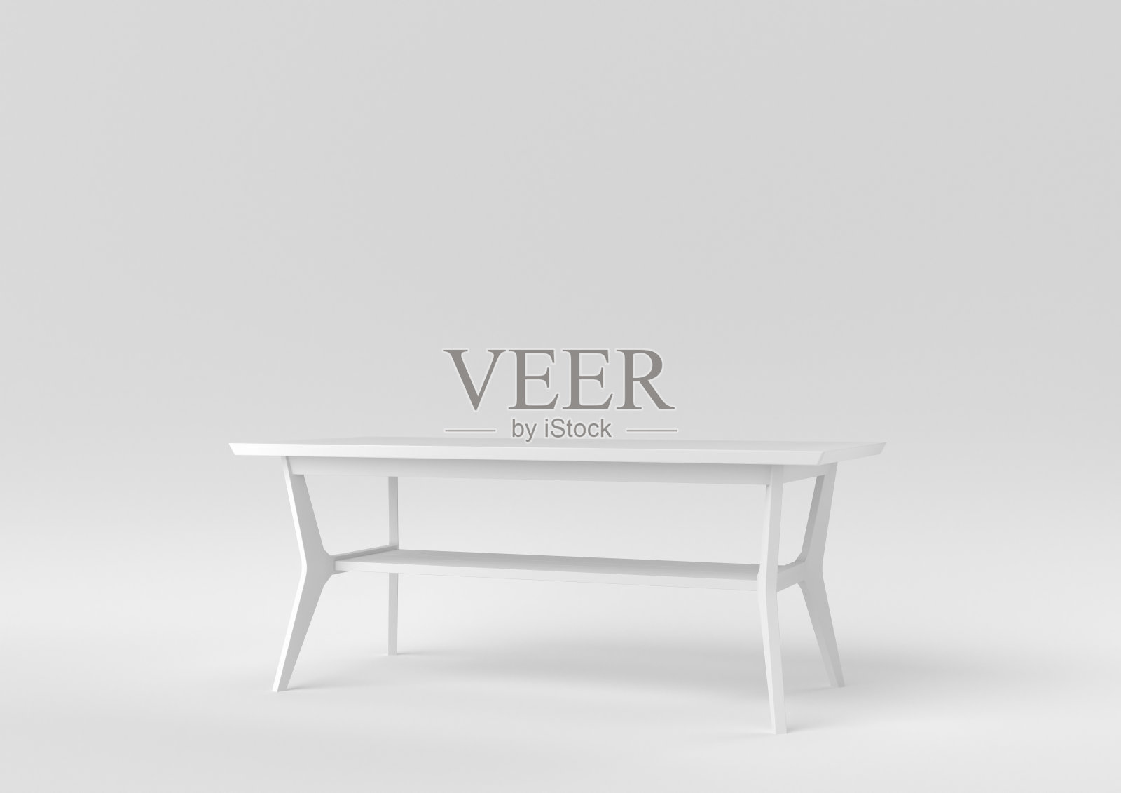 白色现代餐桌或餐桌上的白色背景。最小的概念的想法。单色。3 d渲染。照片摄影图片