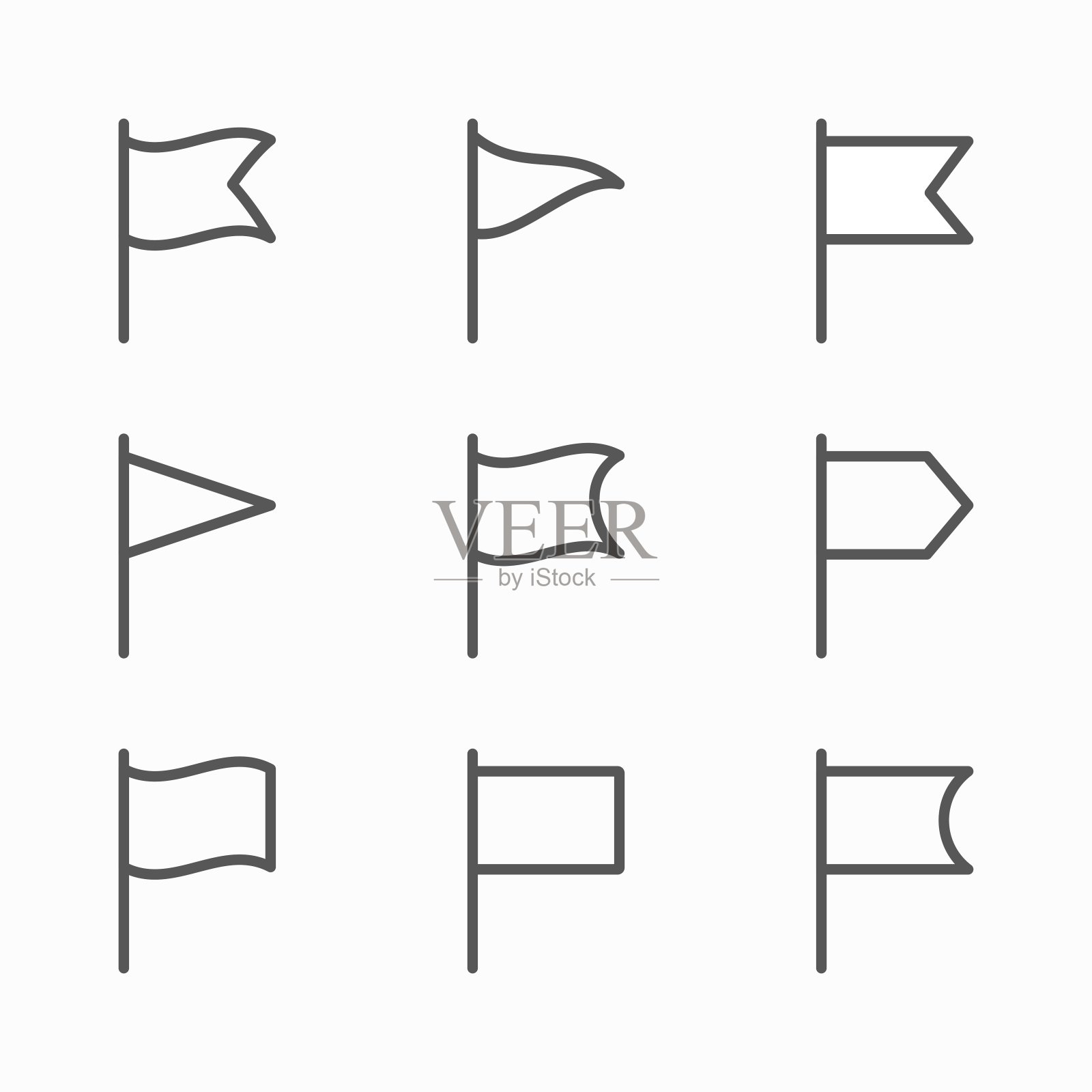一组旗帜线图标矢量插图图标素材