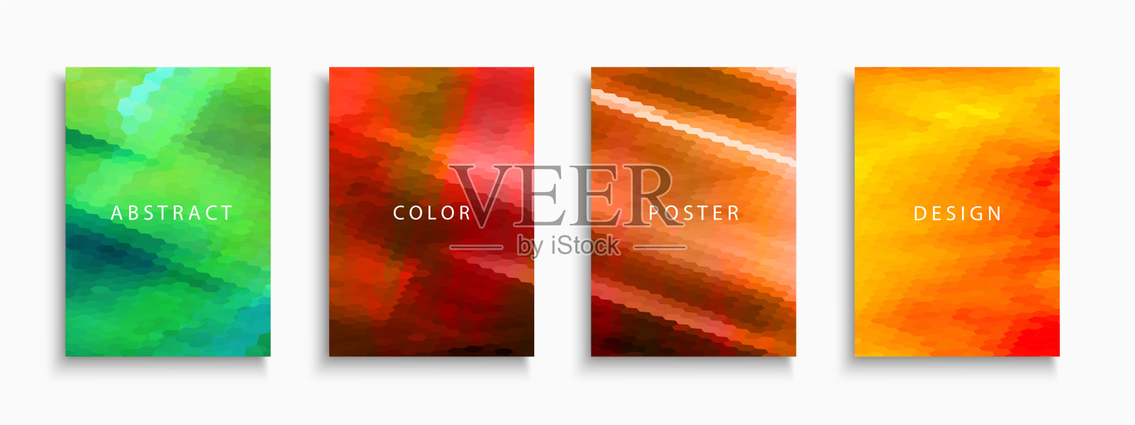 一套鲜艳多彩的封面，模板，横幅，海报，小册子，卡片，传单等。抽象充满活力的海报-马赛克梯度设计插画图片素材