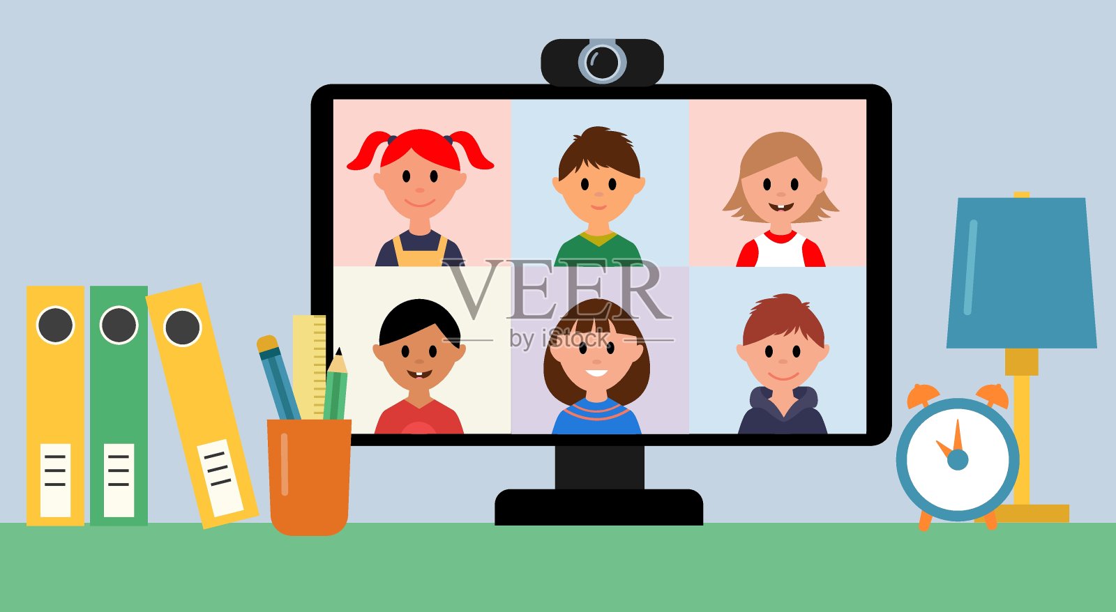 在线学生课程。插画图片素材